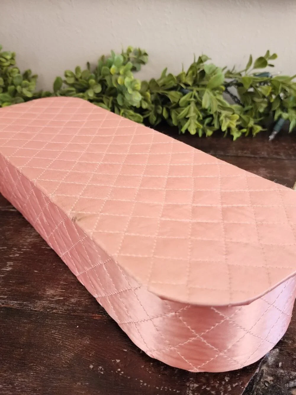 Vintage 1940's Pink Satin Covered Padded & Quilted Glove Dresser Box